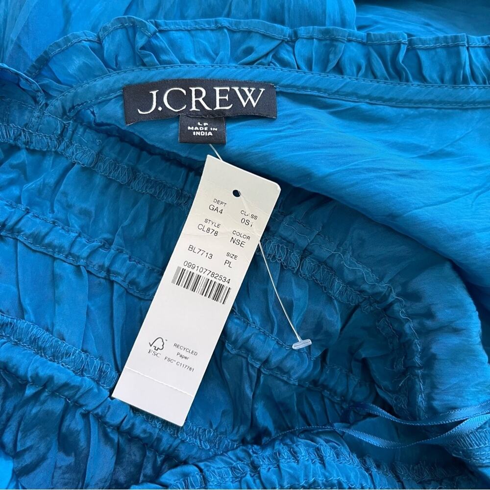J Crew Palermo Viscose Blend Crinkle Sea Blue Travel Midi Dress Size LP NWT - Picture 14 of 16